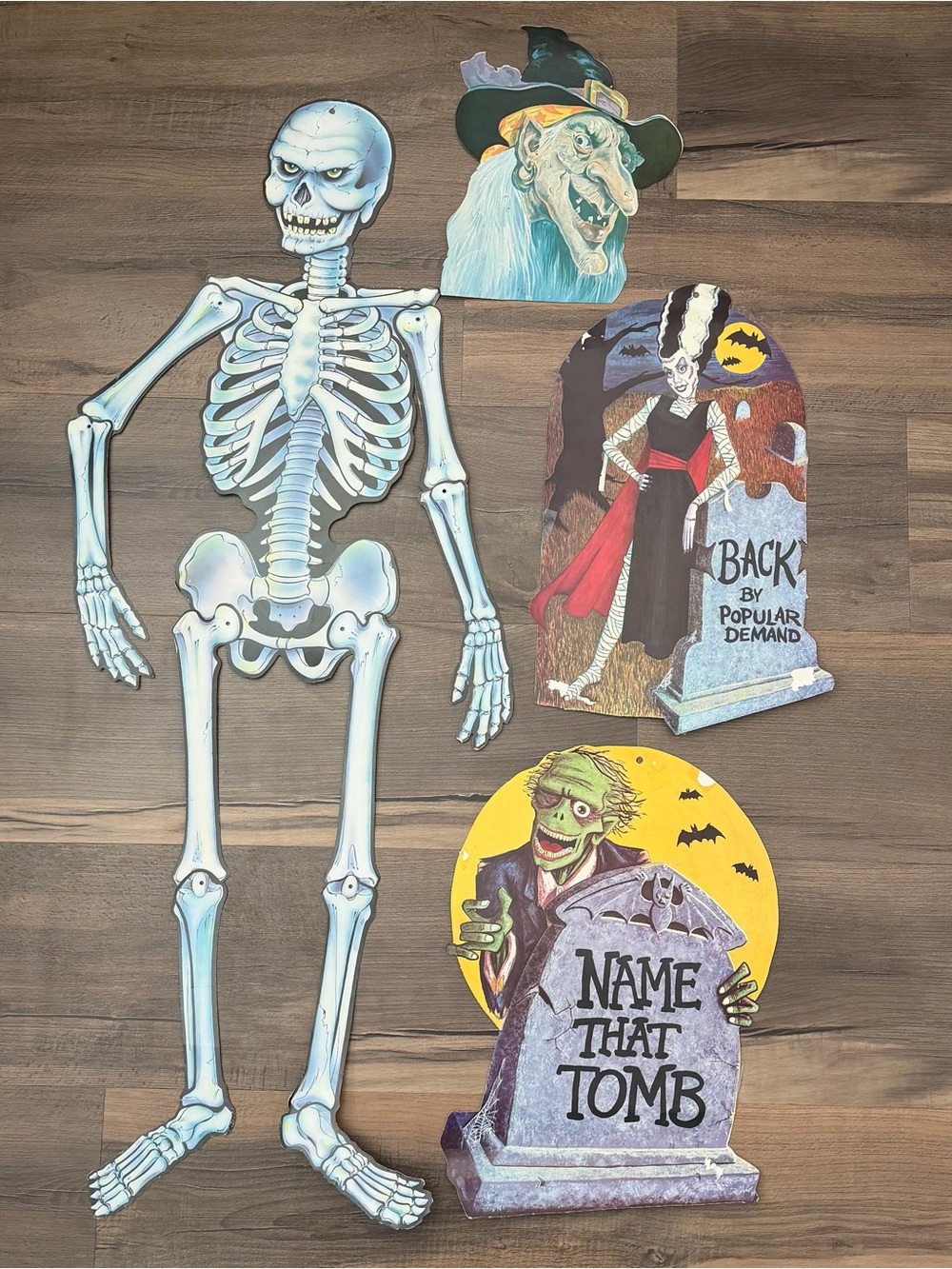 Vintage Halloween Die Cut 4-pc Bundle - Skeleton - Zombie - Mummy - Witch